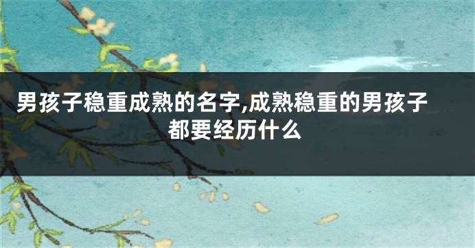 男孩子稳重成熟的名字,成熟稳重的男孩子都要经历什么