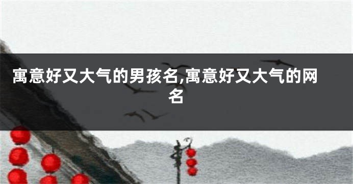 寓意好又大气的男孩名,寓意好又大气的网名