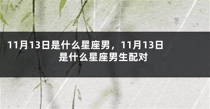 11月13日是什么星座男，11月13日是什么星座男生配对