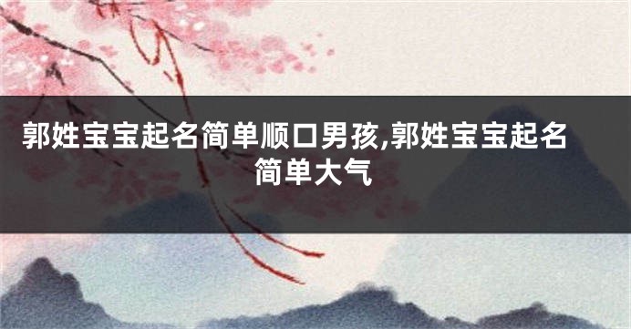 郭姓宝宝起名简单顺口男孩,郭姓宝宝起名简单大气