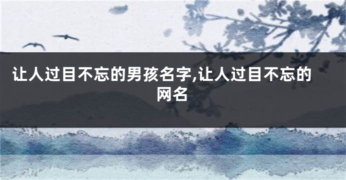 让人过目不忘的男孩名字,让人过目不忘的网名