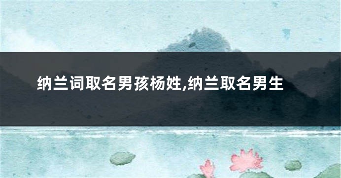 纳兰词取名男孩杨姓,纳兰取名男生