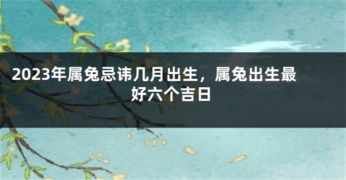 2023年属兔忌讳几月出生，属兔出生最好六个吉日
