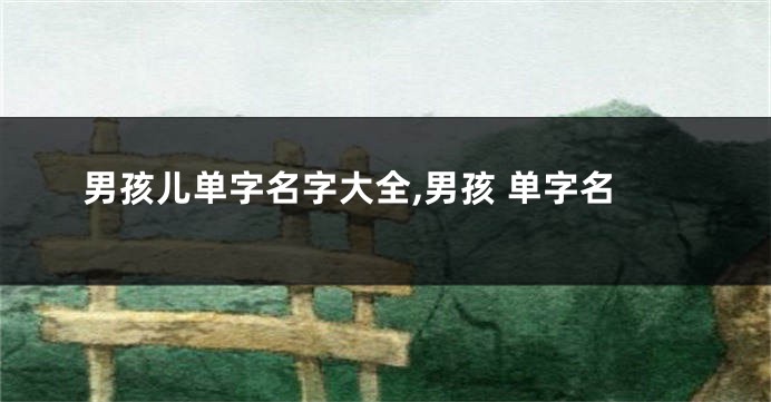 男孩儿单字名字大全,男孩 单字名