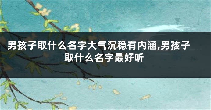 男孩子取什么名字大气沉稳有内涵,男孩子取什么名字最好听