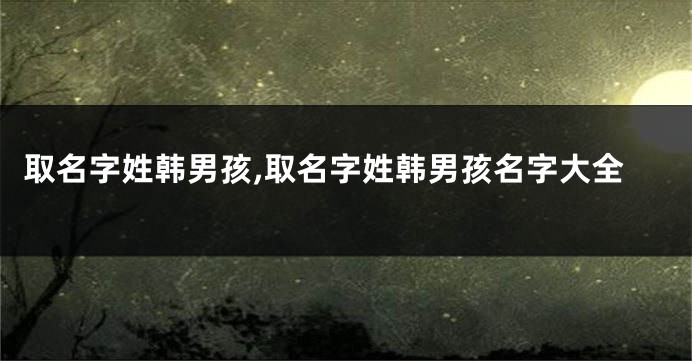 取名字姓韩男孩,取名字姓韩男孩名字大全
