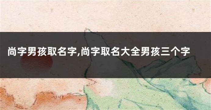 尚字男孩取名字,尚字取名大全男孩三个字