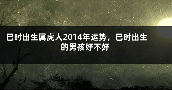 巳时出生属虎人2014年运势，巳时出生的男孩好不好