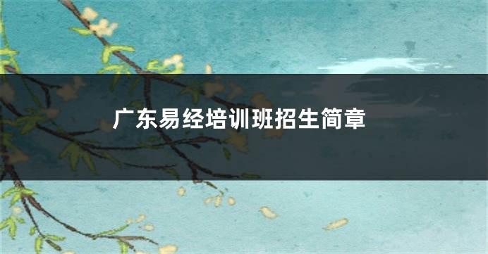 广东易经培训班招生简章
