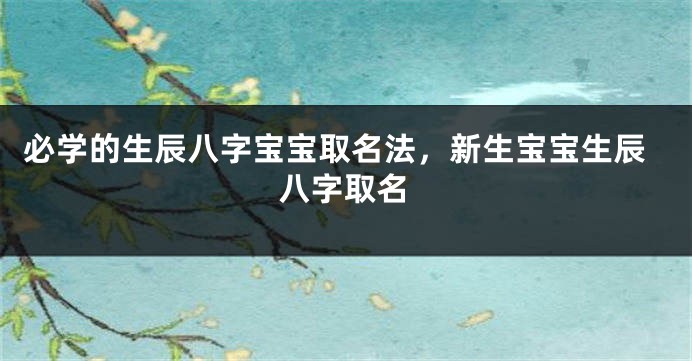 必学的生辰八字宝宝取名法,新生宝宝生辰八字取名