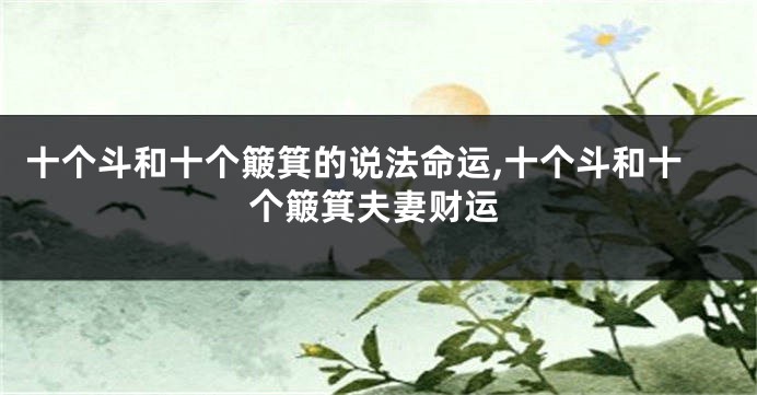 十个斗和十个簸箕的说法命运,十个斗和十个簸箕夫妻财运