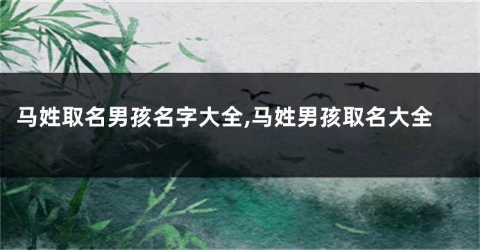 马姓取名男孩名字大全,马姓男孩取名大全