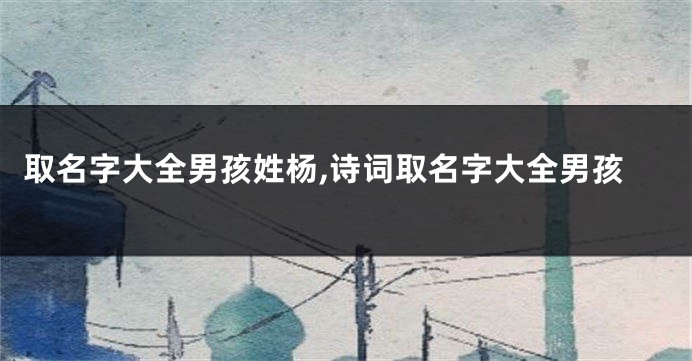 取名字大全男孩姓杨,诗词取名字大全男孩