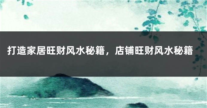 打造家居旺财风水秘籍，店铺旺财风水秘籍