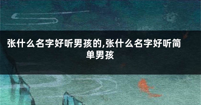 张什么名字好听男孩的,张什么名字好听简单男孩