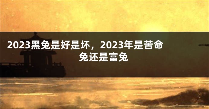 2023黑兔是好是坏，2023年是苦命兔还是富兔