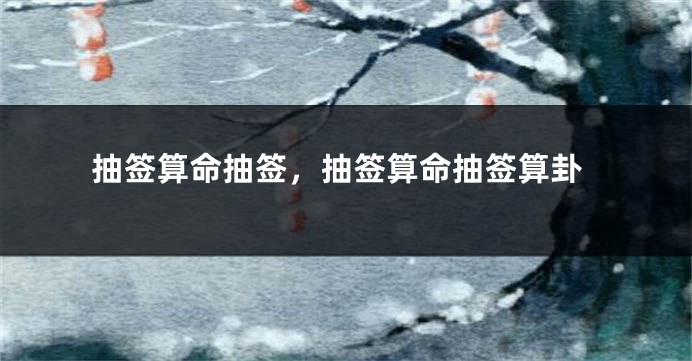 抽签算命抽签，抽签算命抽签算卦