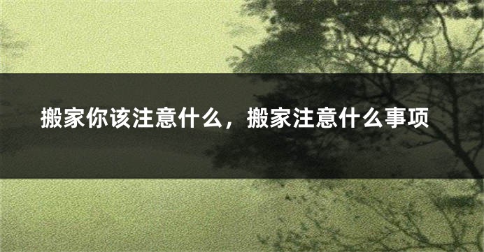 搬家你该注意什么，搬家注意什么事项