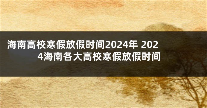 海南高校寒假放假时间2024年 2024海南各大高校寒假放假时间