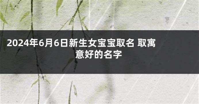 2024年6月6日新生女宝宝取名 取寓意好的名字