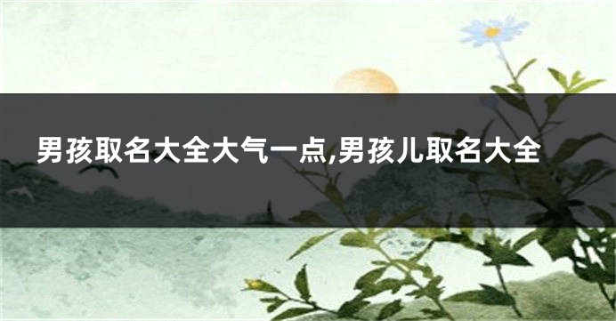 男孩取名大全大气一点,男孩儿取名大全
