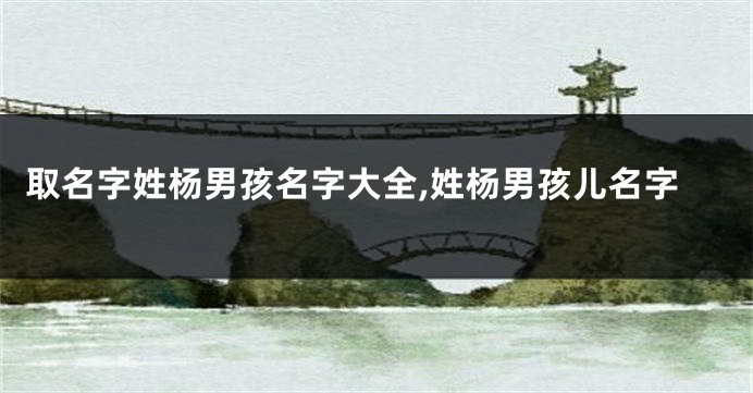 取名字姓杨男孩名字大全,姓杨男孩儿名字