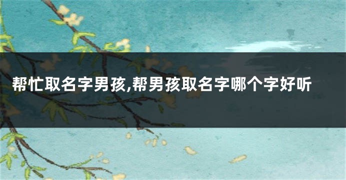 帮忙取名字男孩,帮男孩取名字哪个字好听