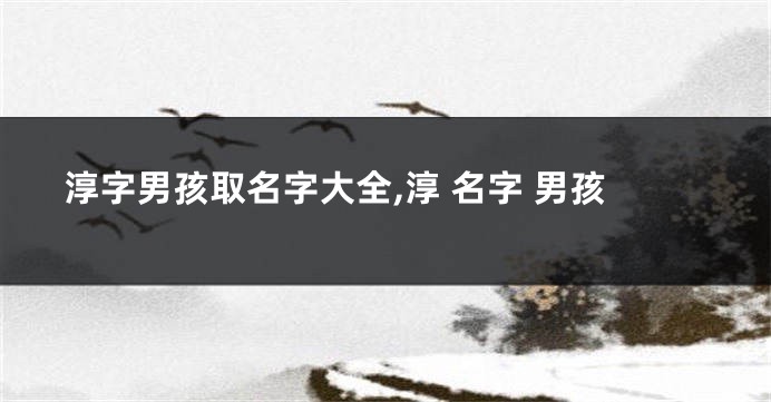 淳字男孩取名字大全,淳 名字 男孩
