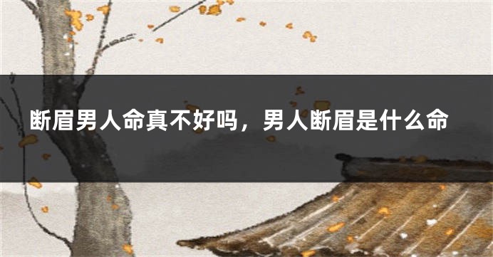 断眉男人命真不好吗，男人断眉是什么命