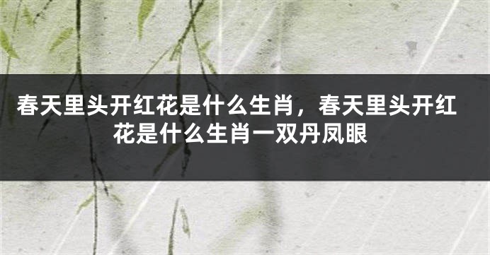 春天里头开红花是什么生肖，春天里头开红花是什么生肖一双丹凤眼