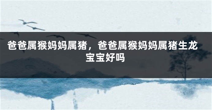 爸爸属猴妈妈属猪，爸爸属猴妈妈属猪生龙宝宝好吗