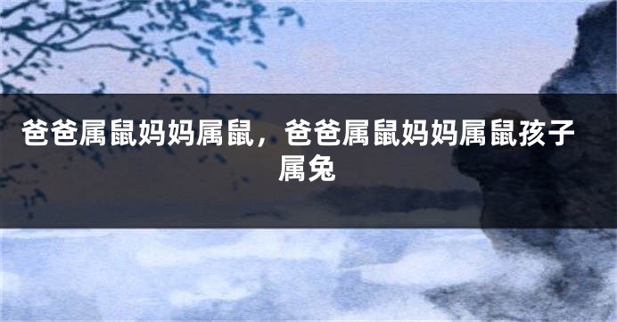 爸爸属鼠妈妈属鼠，爸爸属鼠妈妈属鼠孩子属兔