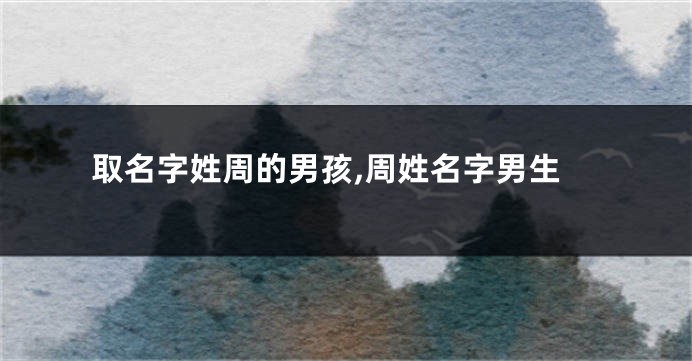 取名字姓周的男孩,周姓名字男生