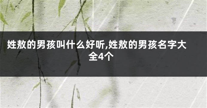 姓敖的男孩叫什么好听,姓敖的男孩名字大全4个