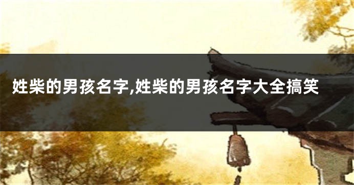 姓柴的男孩名字,姓柴的男孩名字大全搞笑
