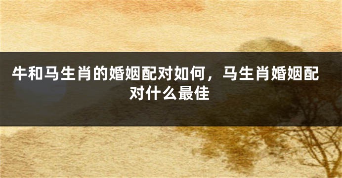 牛和马生肖的婚姻配对如何，马生肖婚姻配对什么最佳
