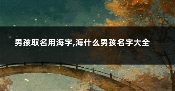 男孩取名用海字,海什么男孩名字大全