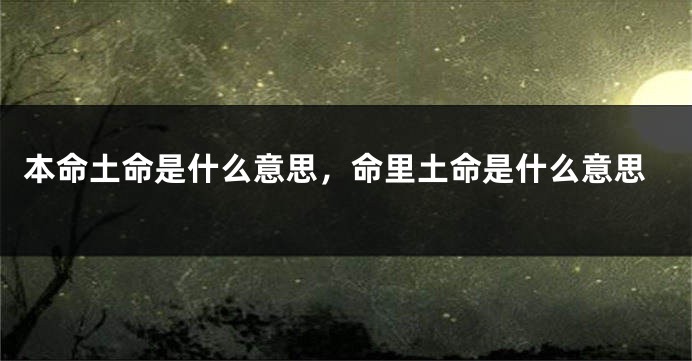 本命土命是什么意思，命里土命是什么意思