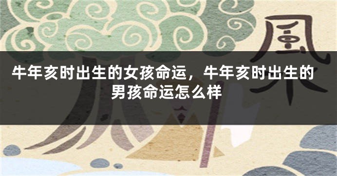 牛年亥时出生的女孩命运，牛年亥时出生的男孩命运怎么样