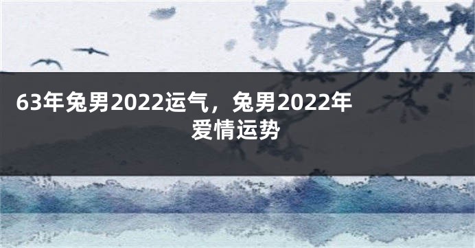 63年兔男2022运气，兔男2022年爱情运势