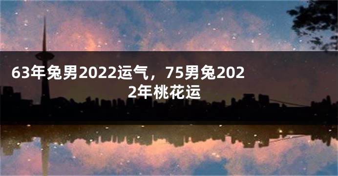 63年兔男2022运气，75男兔2022年桃花运