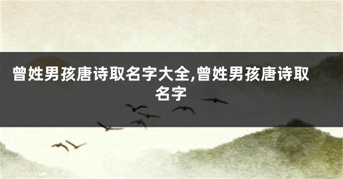曾姓男孩唐诗取名字大全,曾姓男孩唐诗取名字