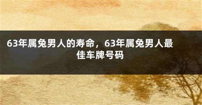 63年属兔男人的寿命，63年属兔男人最佳车牌号码