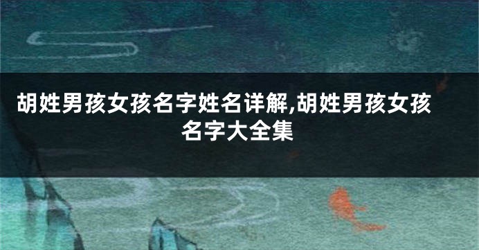 胡姓男孩女孩名字姓名详解,胡姓男孩女孩名字大全集