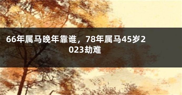 66年属马晚年靠谁，78年属马45岁2023劫难