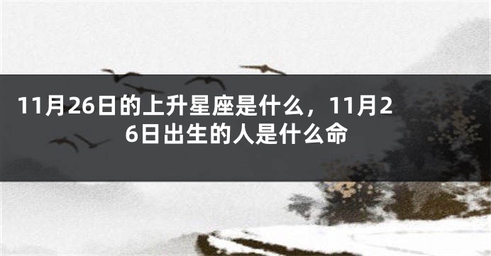 11月26日的上升星座是什么，11月26日出生的人是什么命