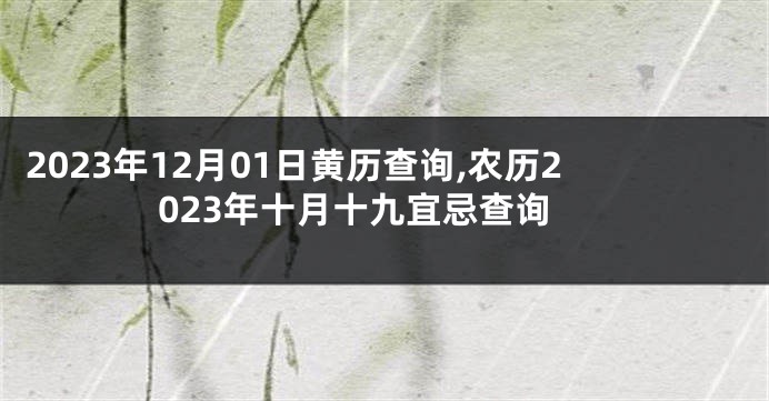 2023年12月01日黄历查询,农历2023年十月十九宜忌查询