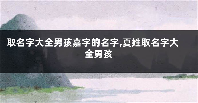 取名字大全男孩嘉字的名字,夏姓取名字大全男孩