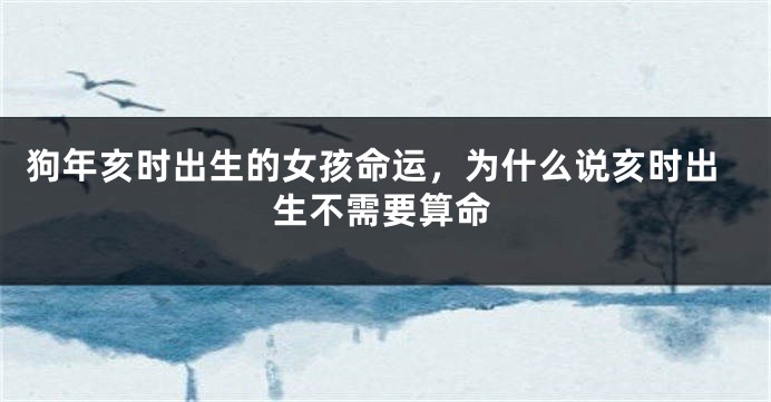 狗年亥时出生的女孩命运，为什么说亥时出生不需要算命