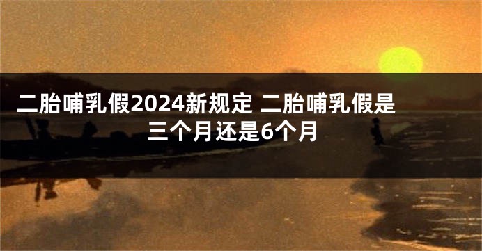 二胎哺乳假2024新规定 二胎哺乳假是三个月还是6个月